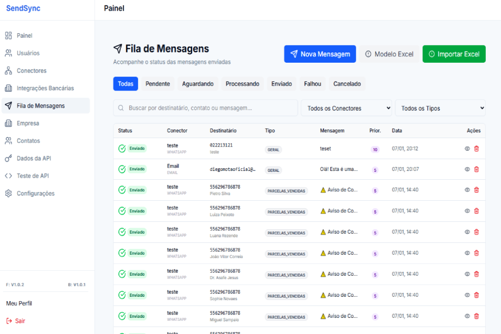 SendSync - Fila de Mensagens